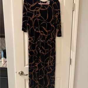 Chico's Travelers Black and Brown Long Sleeve Pantsuit